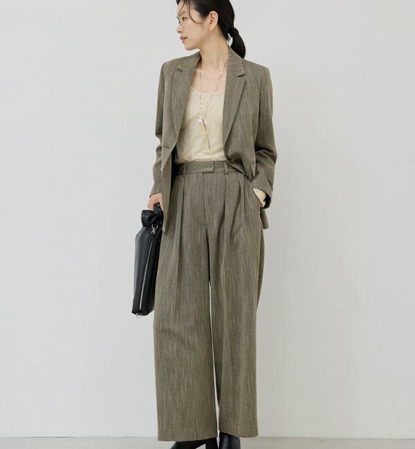  「【3サイズ展開】【セットアップ対応】ダブルタックツイードパンツ」|チノ|