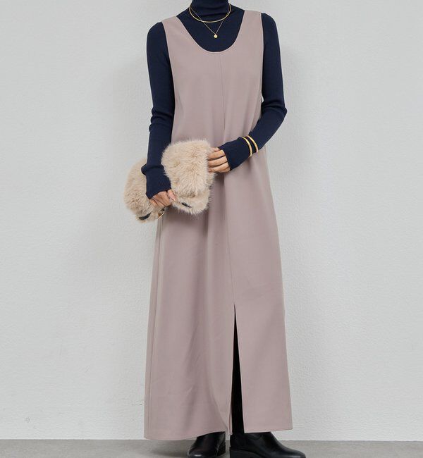  「ディープUネック2WAY ワンピース」|ワンピース|モカ