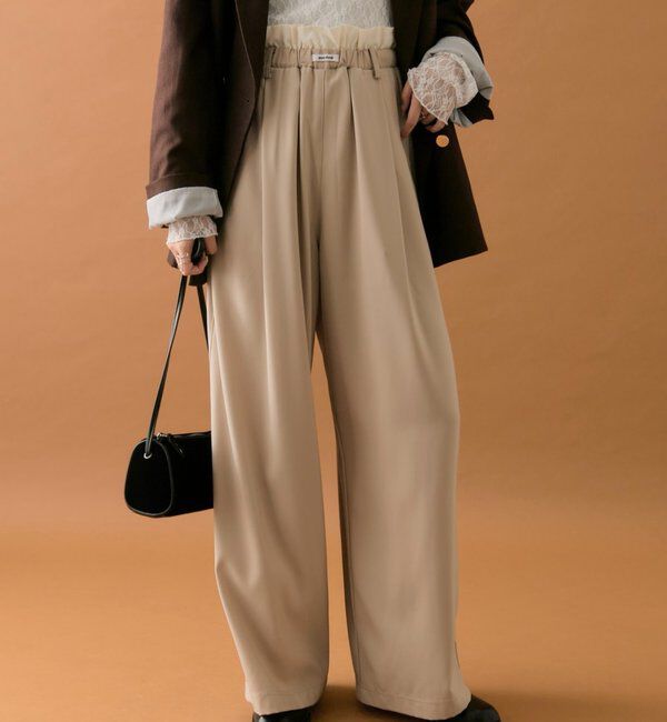  「【オールシーズン対応/WEB限定アイボリー】フリルイージーパンツ」|チノ|