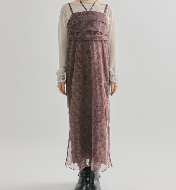  「シアーチェックキャミワンピース」|ワンピース|