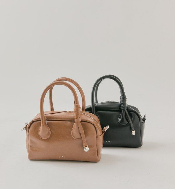  「loti サークルプレート付きスクエアボストンBAG」|ボストンバッグ|