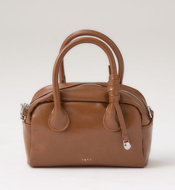  「loti サークルプレート付きスクエアボストンBAG」|ボストンバッグ|