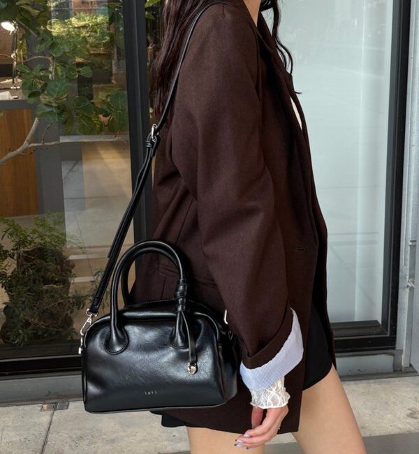  「loti サークルプレート付きスクエアボストンBAG」|ボストンバッグ|