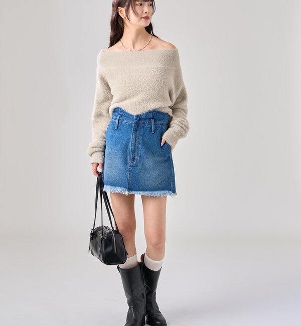 「ウェーブデニム ミニスカート」|スカート|