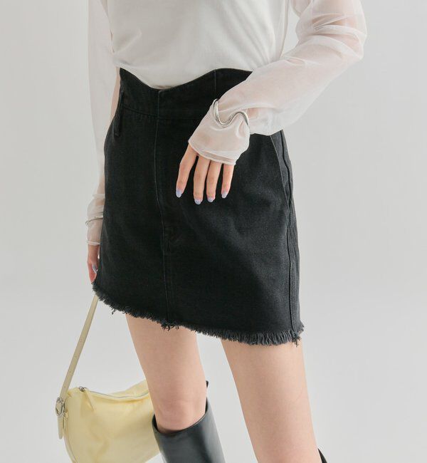  「ウェーブデニム ミニスカート」|スカート|