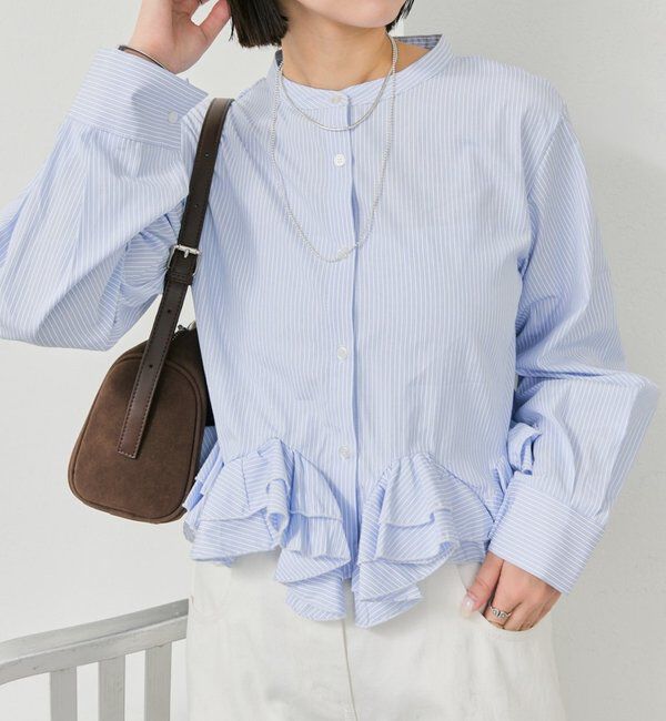  「ウェーブフリルブラウス」|シャツ・ブラウス|ブルーその他2