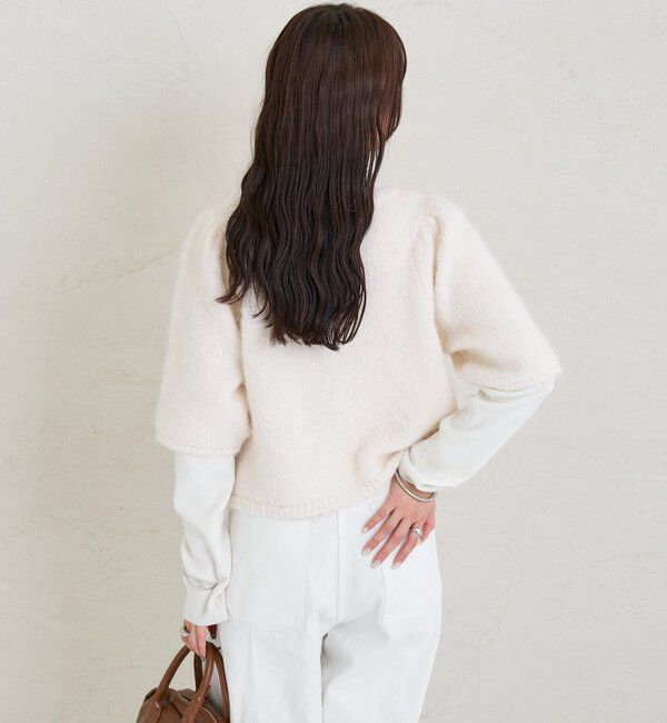  「ふわふわ半袖ニット カーディガン」|カーディガン|