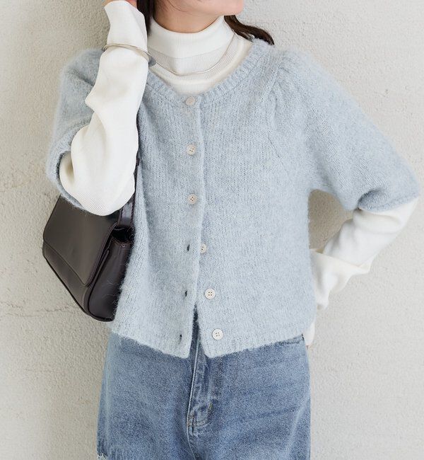  「ふわふわ半袖ニット カーディガン」|カーディガン|