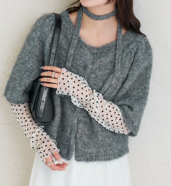  「ふわふわ半袖ニット カーディガン」|カーディガン|