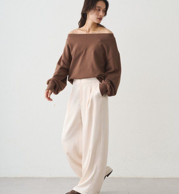  「ワイドベルトサテンパンツ 2nd」|チノ|