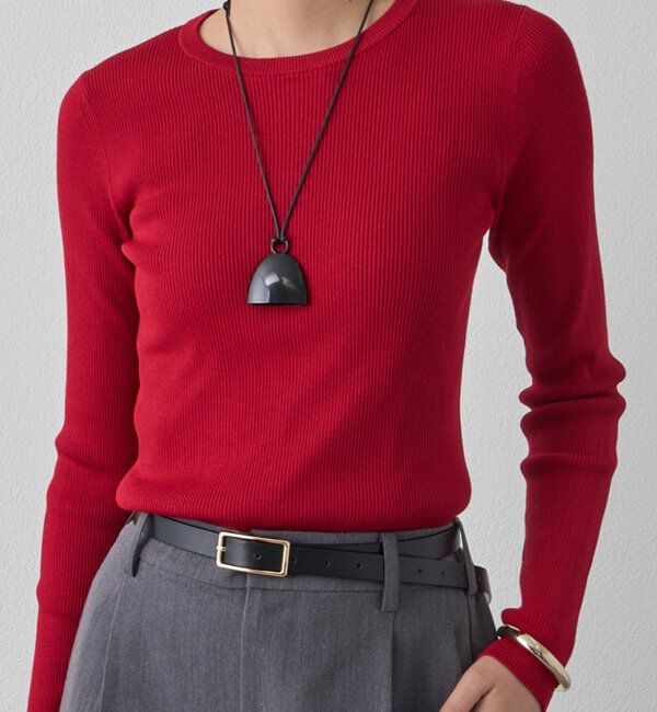  「BASICクルーニット」|ニット・セーター|レッド