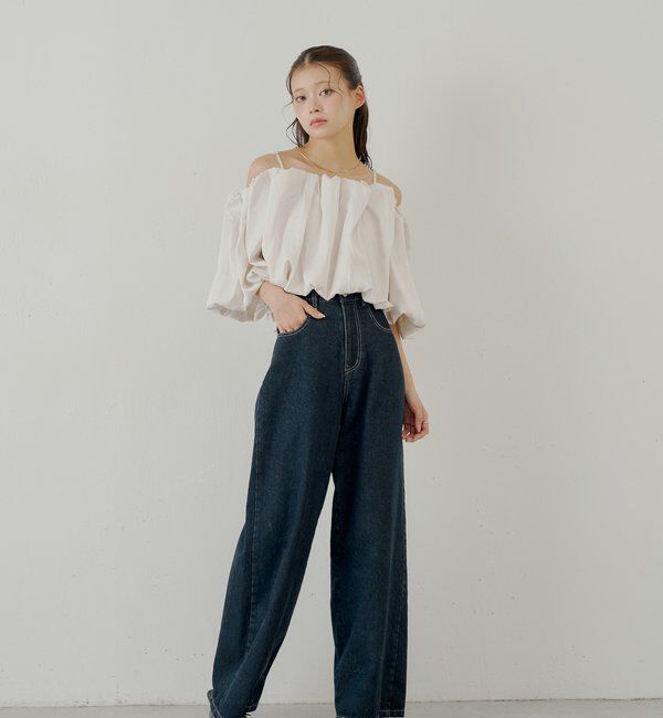  「ポケットレースワイドデニム」|デニム|