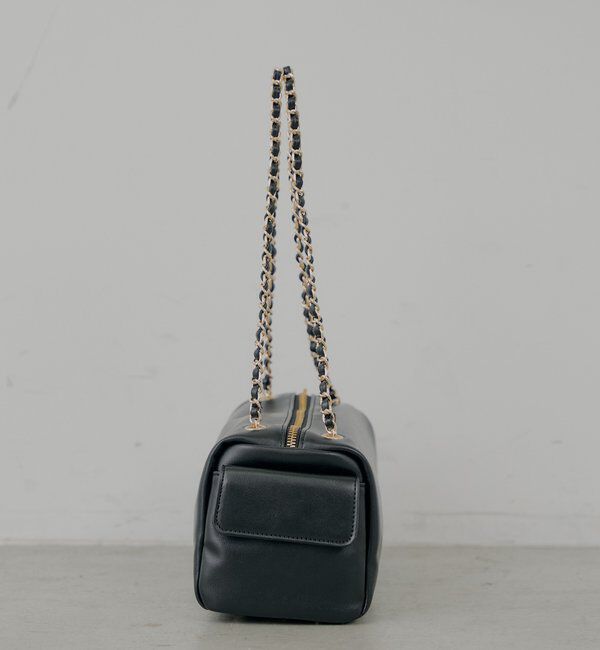  「チェーンハンドル横長スエードバッグ」|ボストンバッグ|