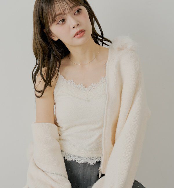  「カップ付き総レースキャミ」|キャミソール|