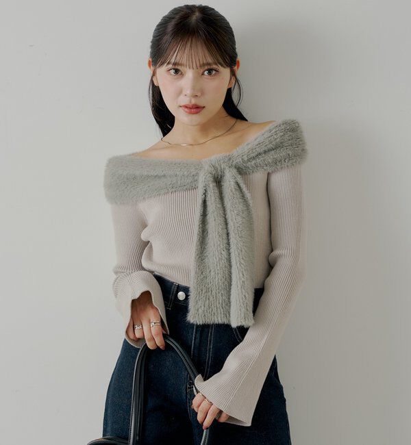  「シャギーリボンオフショルニット」|ニット・セーター|