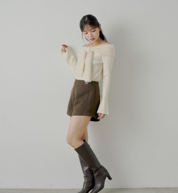  「シャギーリボンオフショルニット」|ニット・セーター|