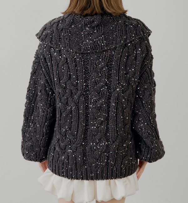  「スパンコールケーブルルーズカーディガン」|カーディガン|