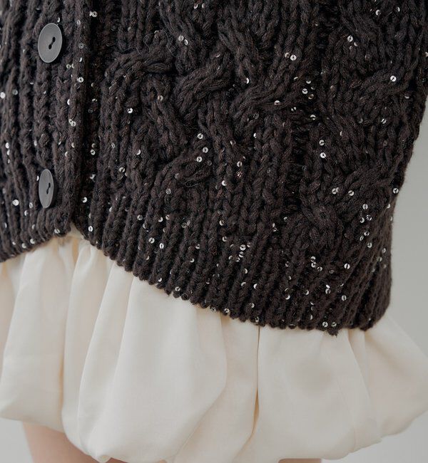  「スパンコールケーブルルーズカーディガン」|カーディガン|