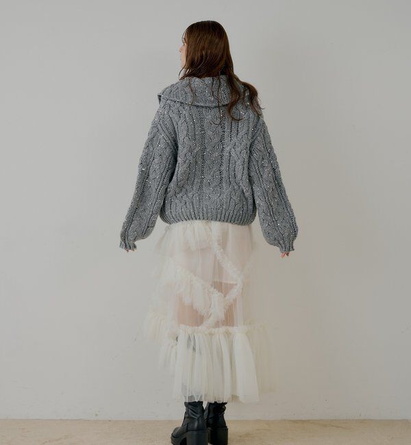  「スパンコールケーブルルーズカーディガン」|カーディガン|