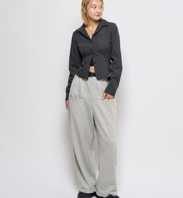  「【低身長・高身長対応】SLASH POCKET SWEAT EASY PANTS」|チノ|