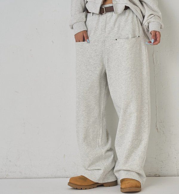  「【低身長・高身長対応】SLASH POCKET SWEAT EASY PANTS」|チノ|