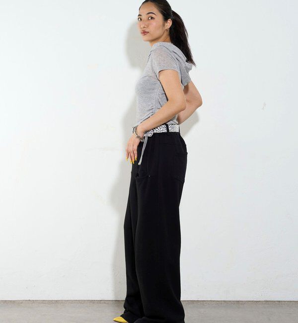  「【新色レース】シアー/レース  ヘンリー半袖パーカー」|Tシャツ・カットソー|