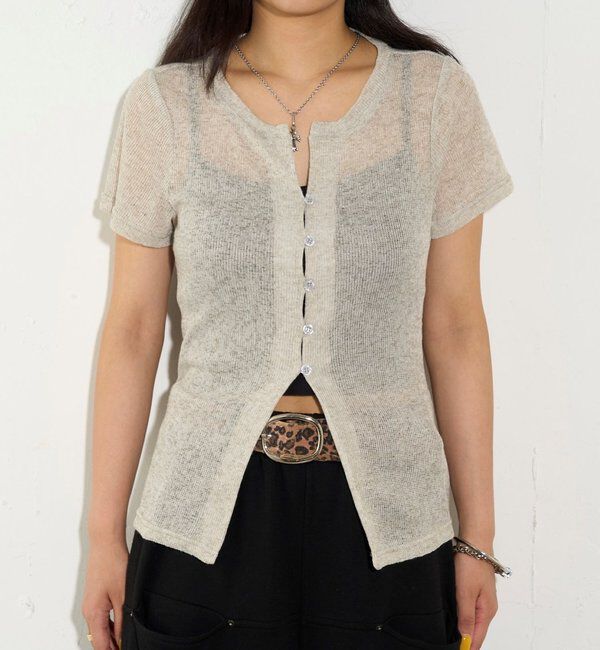  「シアーナロー半袖カーディガン」|Tシャツ・カットソー|