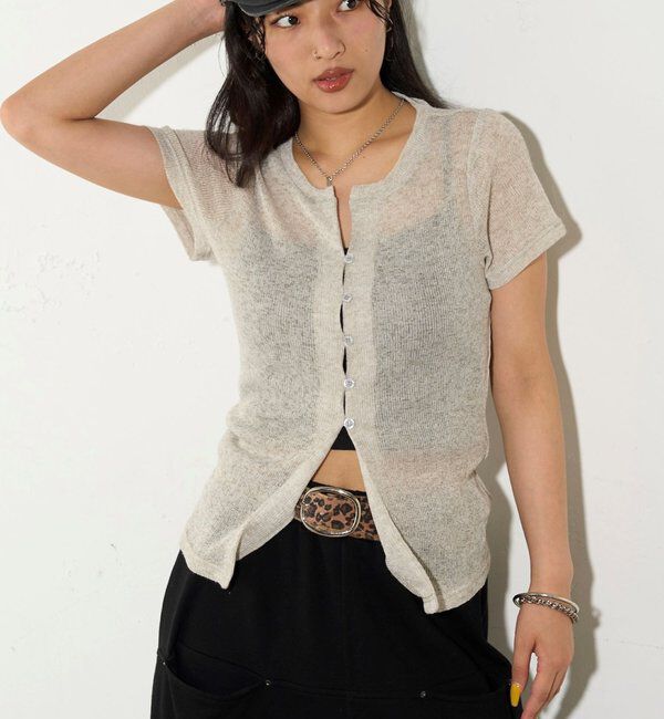 「シアーナロー半袖カーディガン」|Tシャツ・カットソー|