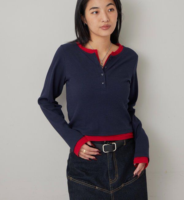  「LAYERED HENLEY TOPS」|Tシャツ・カットソー|