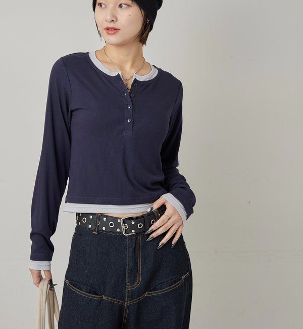  「LAYERED HENLEY TOPS」|Tシャツ・カットソー|