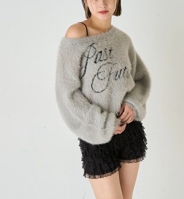  「SHAGGY LOGO OFF-SHOULDER KNIT」|ニット・セーター|