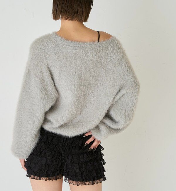  「SHAGGY LOGO OFF-SHOULDER KNIT」|ニット・セーター|