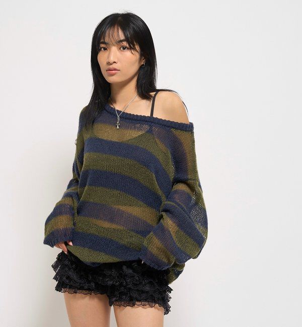  「WIDE BORDER MESH KNIT」|ニット・セーター|
