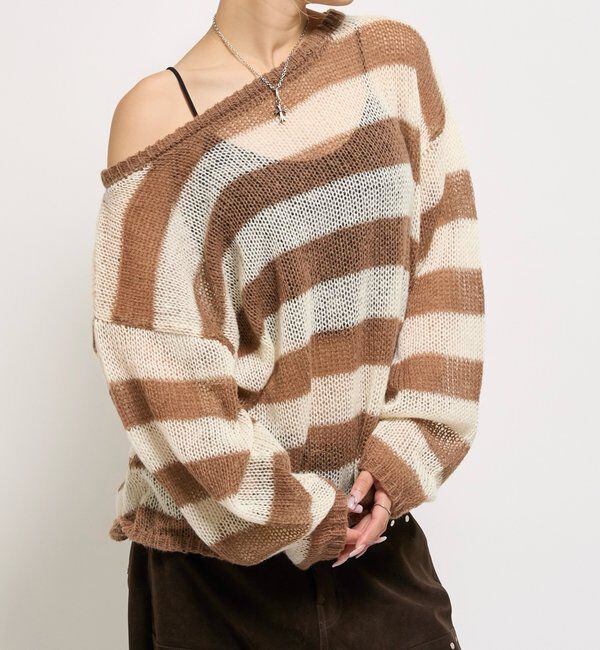  「WIDE BORDER MESH KNIT」|ニット・セーター|