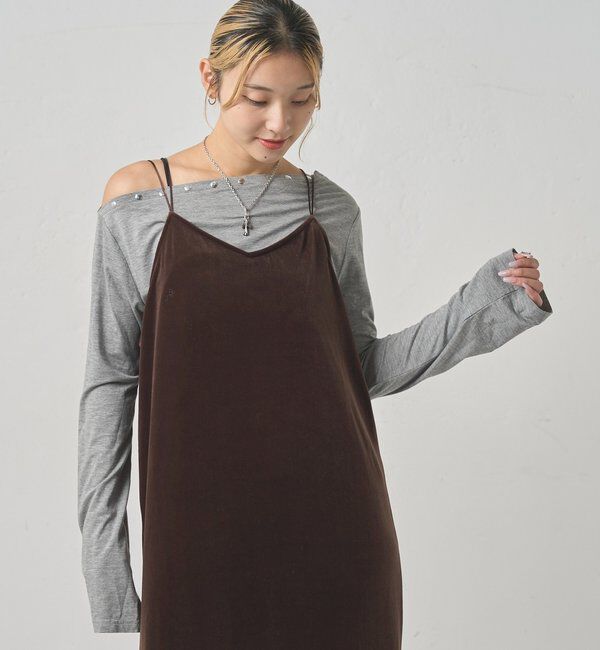  「ベロア Iラインキャミワンピ」|ワンピース|