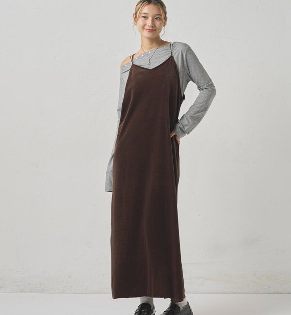  「ベロア Iラインキャミワンピ」|ワンピース|