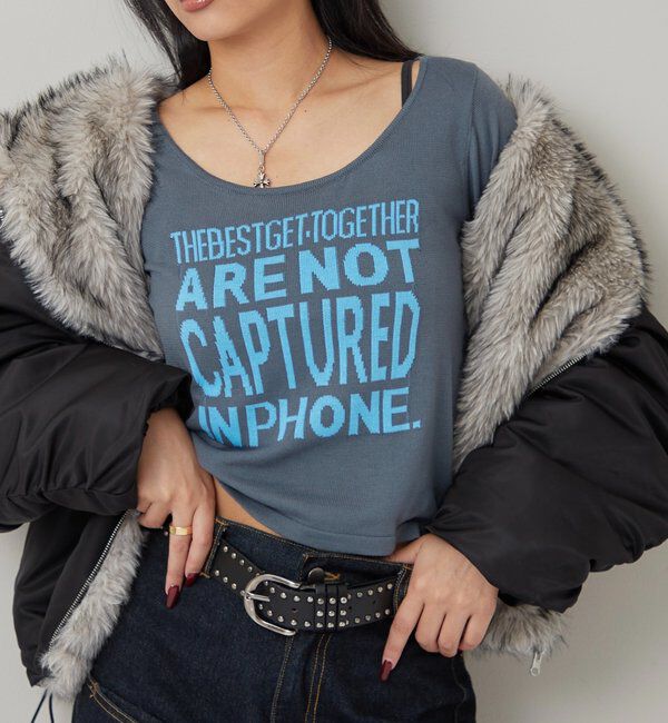  「MESSAGE LOGO KNIT」|ニット・セーター|チャコールグレー