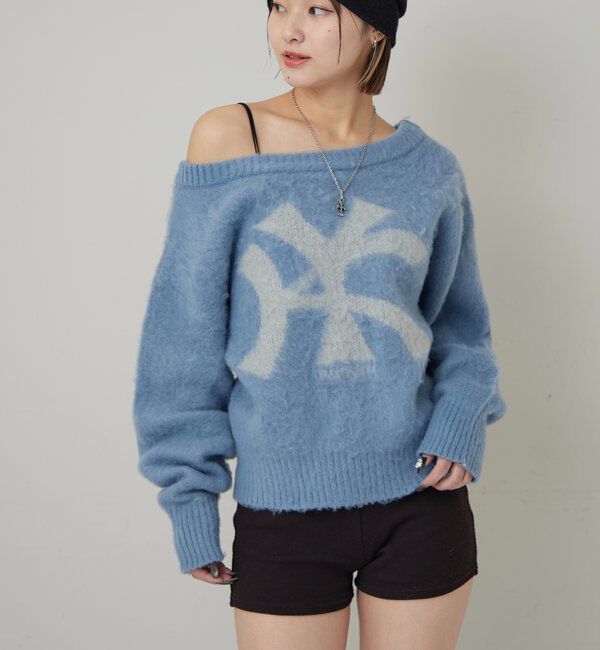  「MOHAIR-TOUCH OFF SHOULDER KNIT TOP」|ニット・セーター|