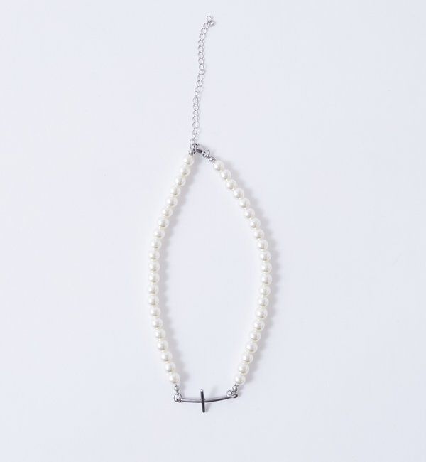  「CROSS PEARL CHOKER NECKLACE」|ネックレス|