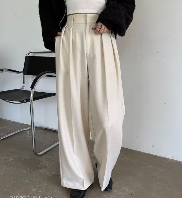  「【累計2万本突破！】【低身長・高身長サイズあり】2タックワイドパンツ」|チノ|