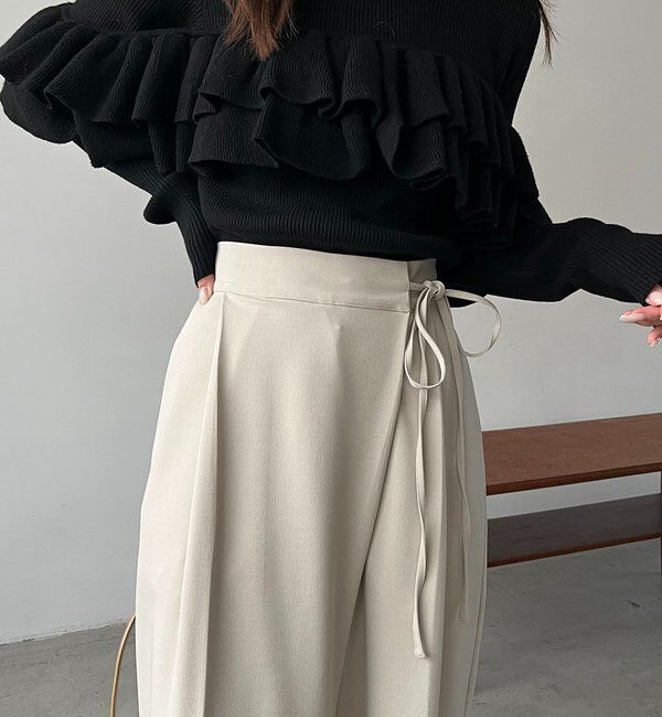  「【待望の追加決定！/新色ブラウン】ラップリボンパンツ」|チノ|