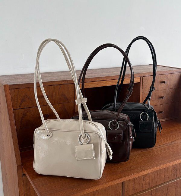  「エナメルスクエアボストンバッグ」|トートバッグ|