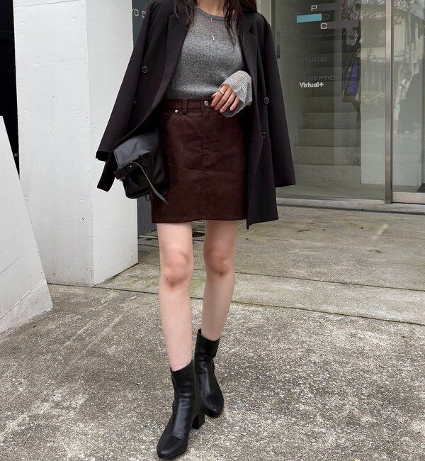  「【新色/レイヤード対応】コーデュロイ台形スカート」|スカート|