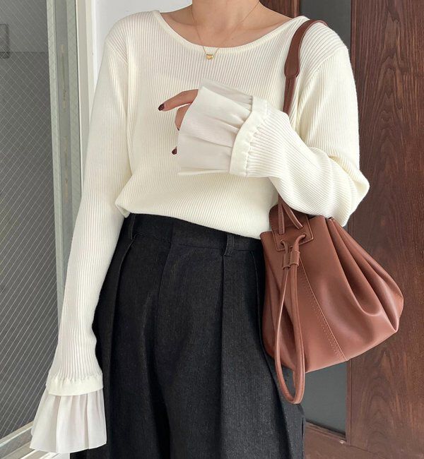  「フレアカフスニット」|ニット・セーター|オフホワイト