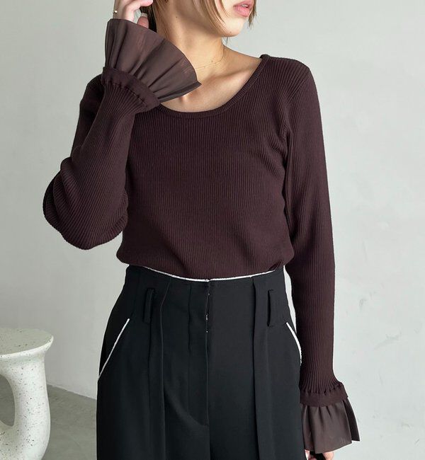  「フレアカフスニット」|ニット・セーター|ブラウン