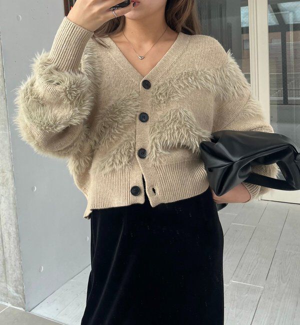  「WAVEフェザーカーディガン」|カーディガン|ベージュ