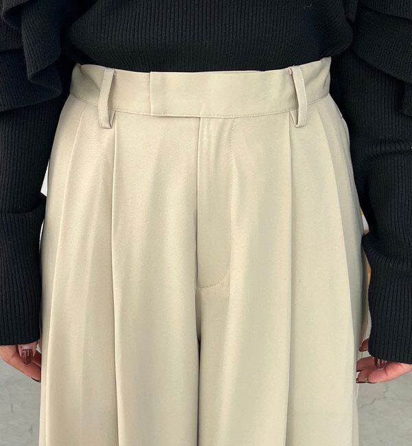  「【選べる4サイズ展開/全骨格細見え】すっきりスラックスワイドパンツ」|チノ|