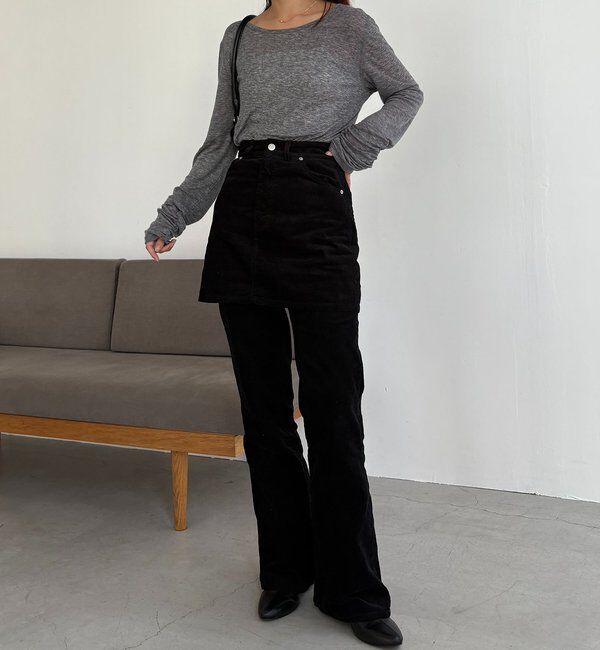  「【前後2WAY】テンセルウール袖ギャザーロンT」|Tシャツ・カットソー|