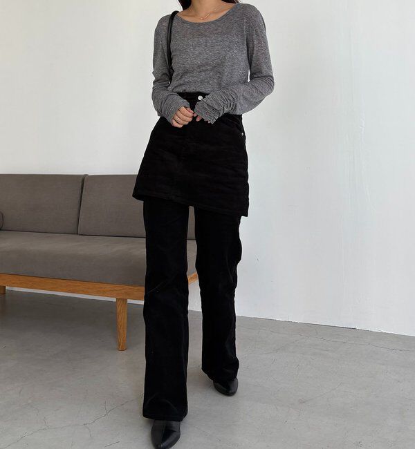  「【前後2WAY】テンセルウール袖ギャザーロンT」|Tシャツ・カットソー|