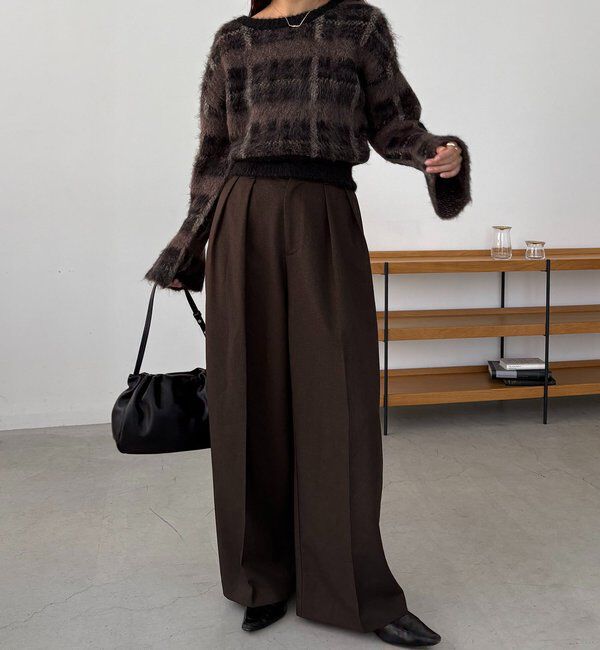  「チェックシャギープルオーバー」|ニット・セーター|